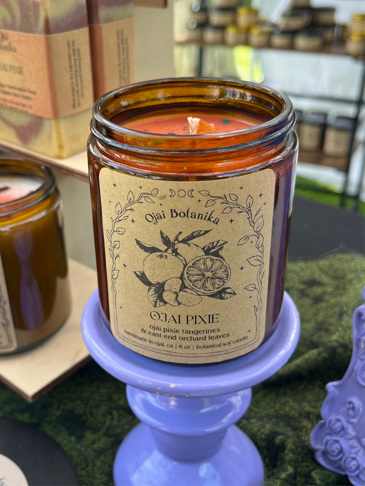 Ojai Pixie - Pixie Tangerine, Green Orchard Leaves - Handmade Soy Candle - Limited Edition