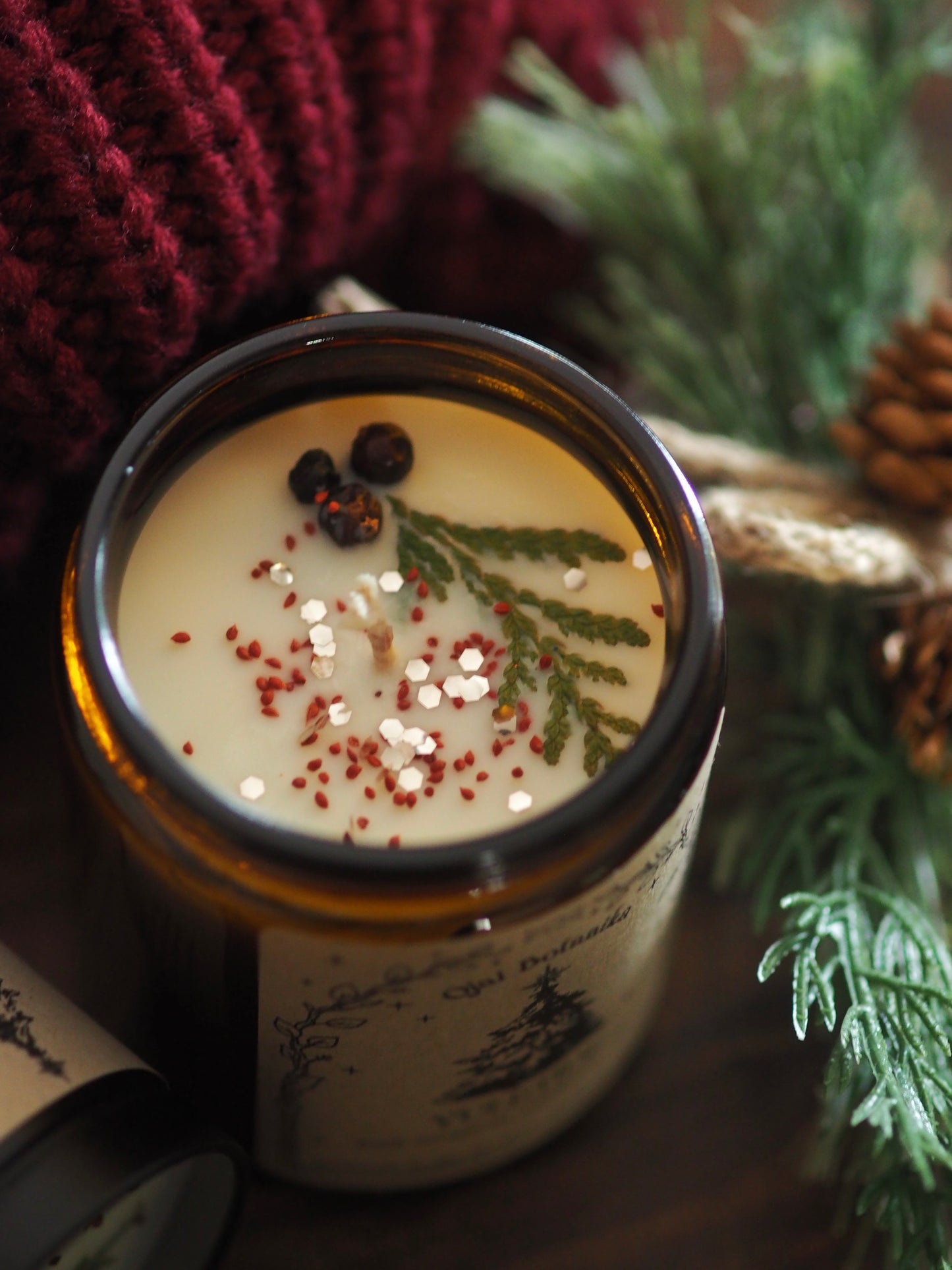 Yuletide - Evergreen, Cranberry & Red Apple - Handmade Soy Candle - Limited Edition