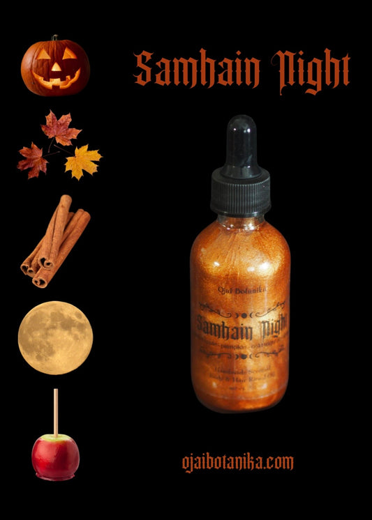 Samhain Night - Candy Apple, Pumpkin, Smoke, Fall Leaves - Candle, Body & Hair Oil and Body & Hair Spray