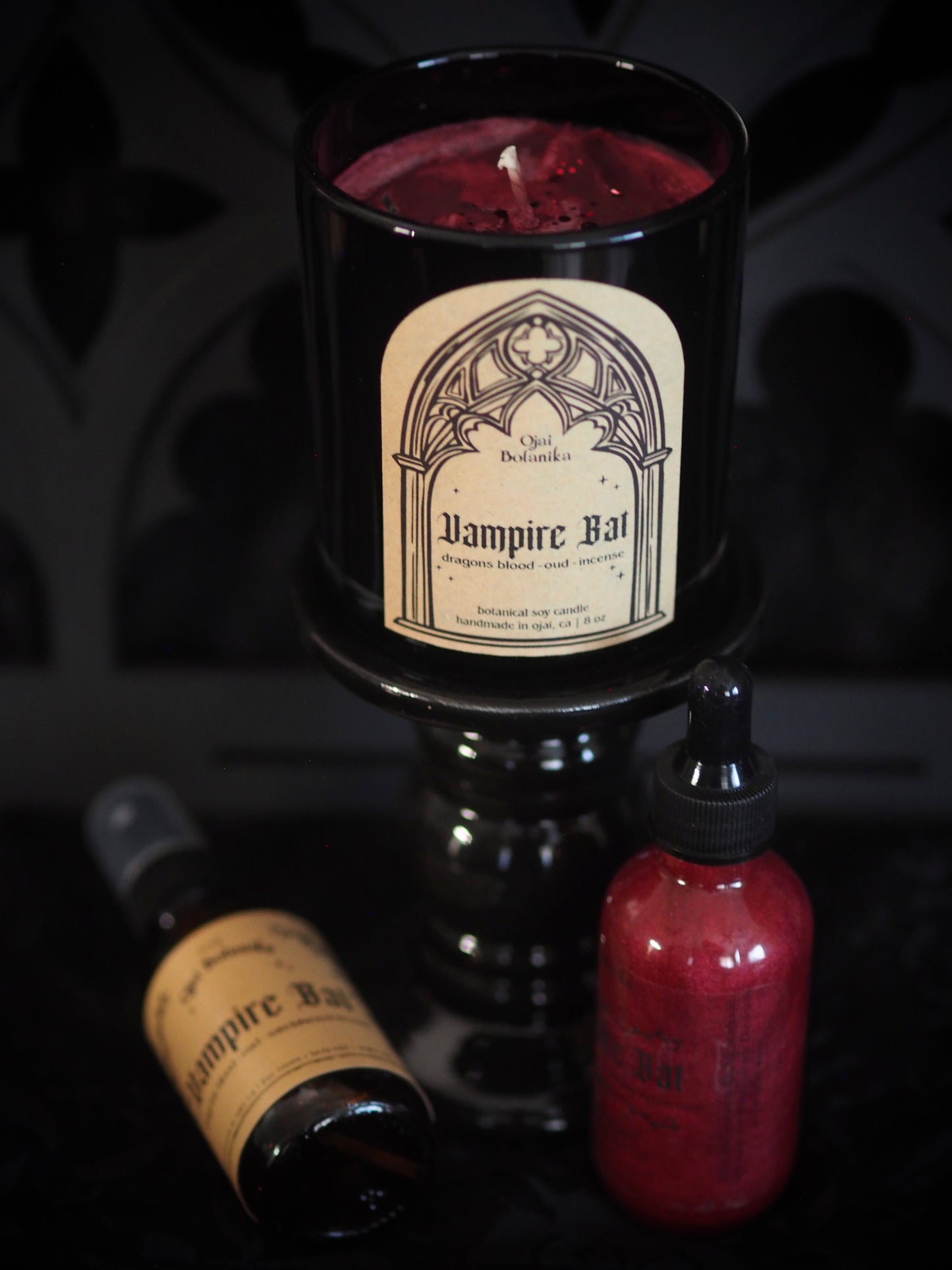 Vampire Bat - Dragons Blood, Sandalwood, Incense Smoke - Candle, Body & Hair Oil and Body & Hair Spray