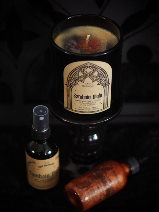 Samhain Night - Candy Apple, Pumpkin, Smoke, Fall Leaves - Candle, Body & Hair Oil and Body & Hair Spray