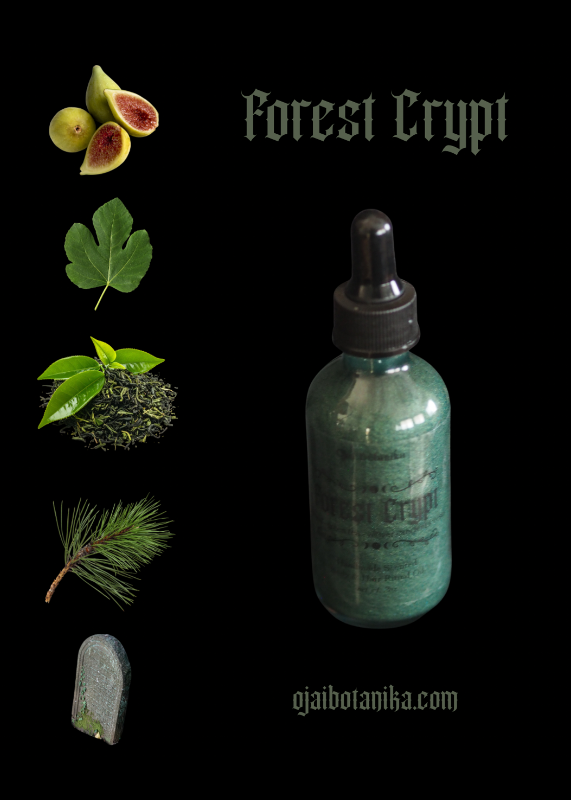 Forest Crypt - Fig Leaf, Green Tea, Vetiver, Ancient Forests - Candle, Body & Hair Oil and Body & Hair Spray