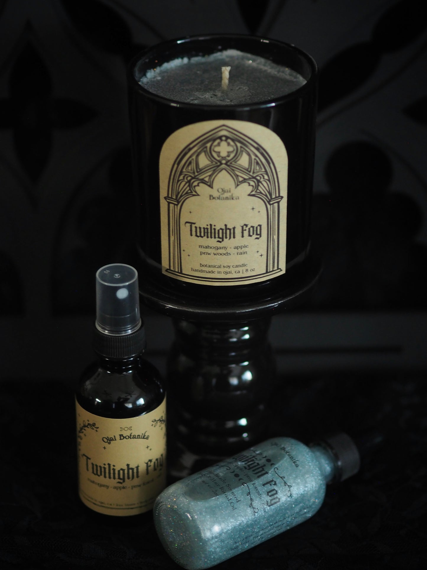 Twilight Fog - Mahogany, Red Apple, Fog, Rainy Forests - Candle, Body & Hair Oil and Body & Hair Spray