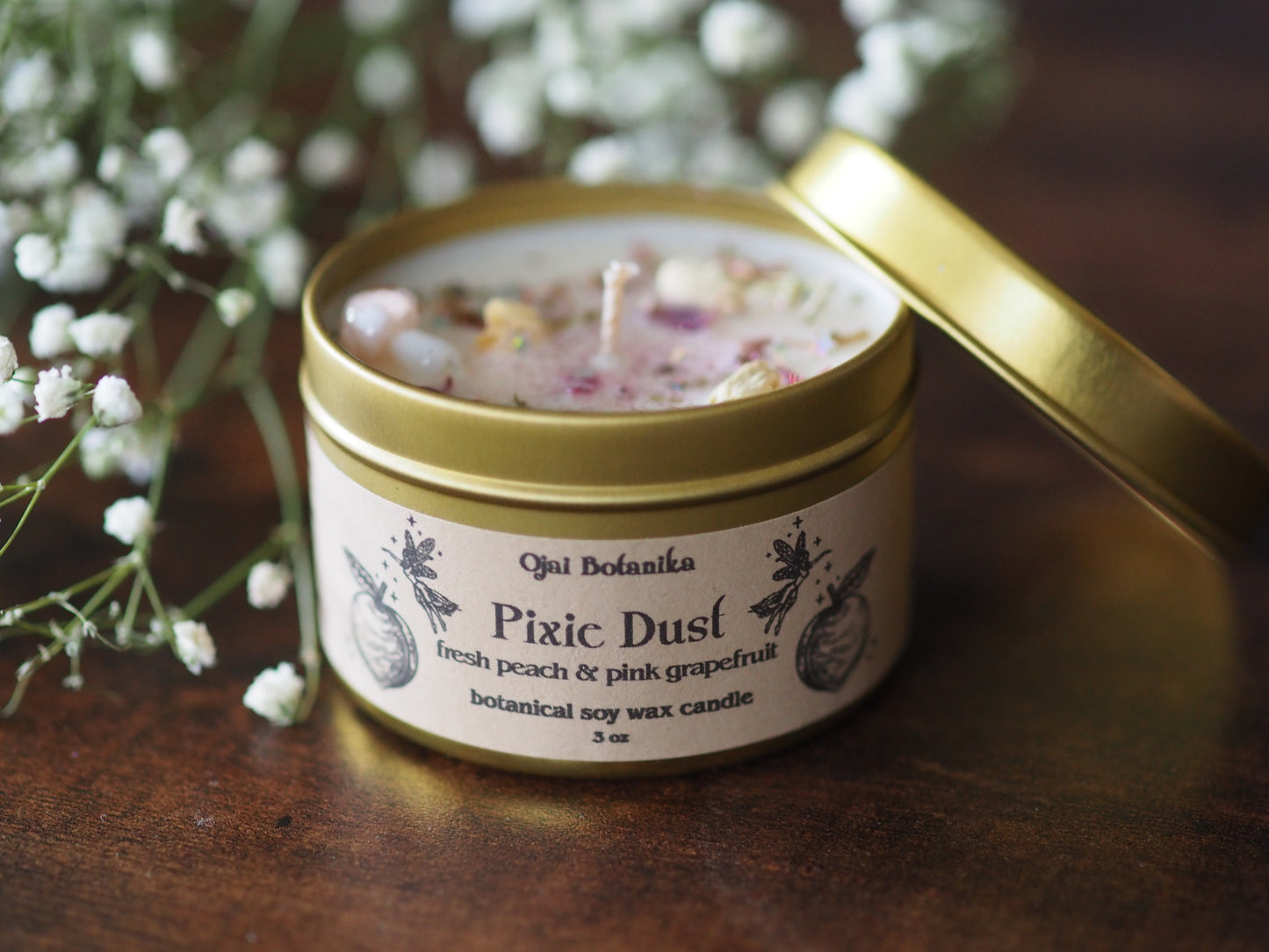 Pixie Dust - Peach & Pink Grapefruit - Botanical Soy Candle