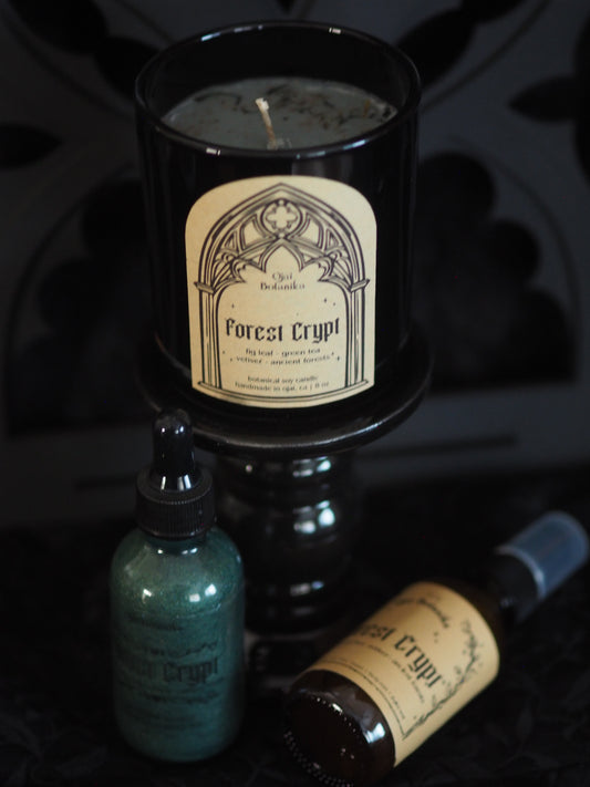 Forest Crypt - Fig Leaf, Green Tea, Vetiver, Ancient Forests - Candle, Body & Hair Oil and Body & Hair Spray