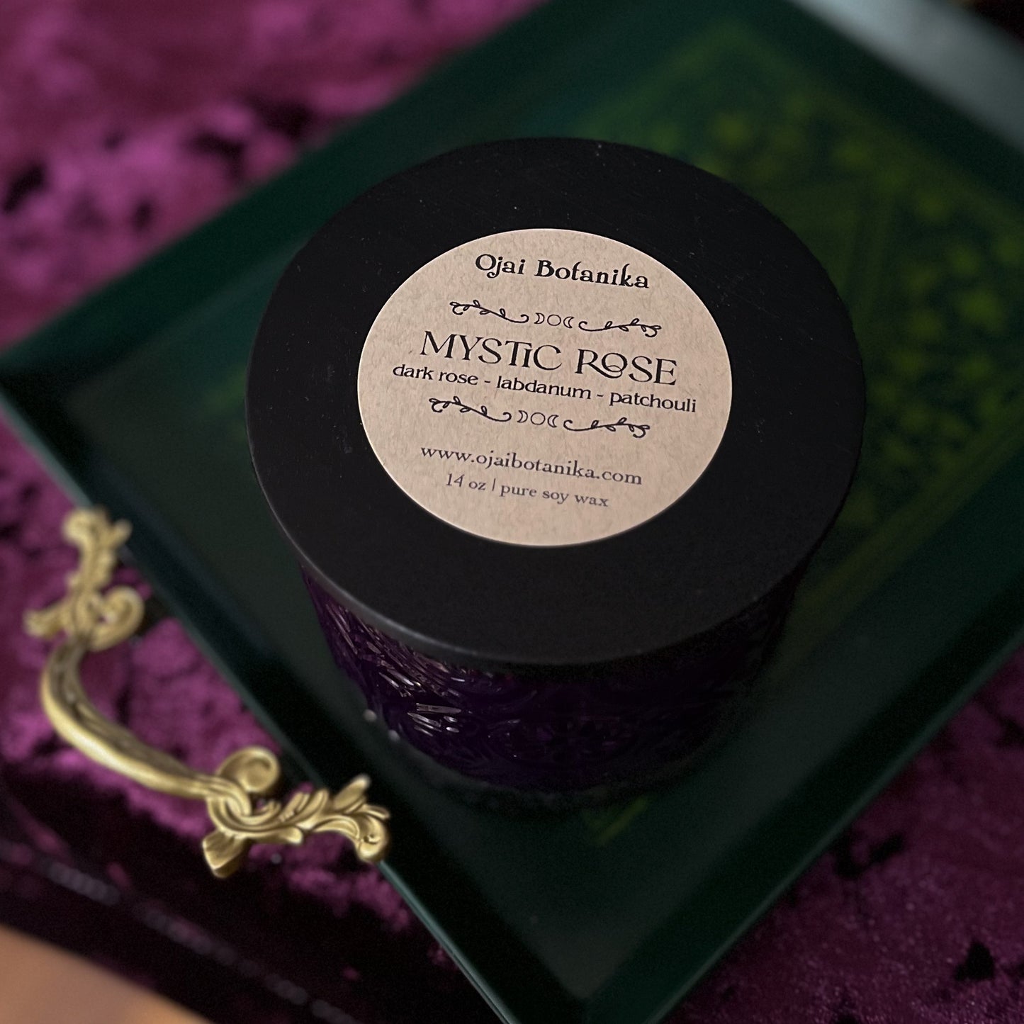 Mystic Rose - Dark Rose, Labdanum and Patchouli - Large Double Wick Handmade Soy Candle