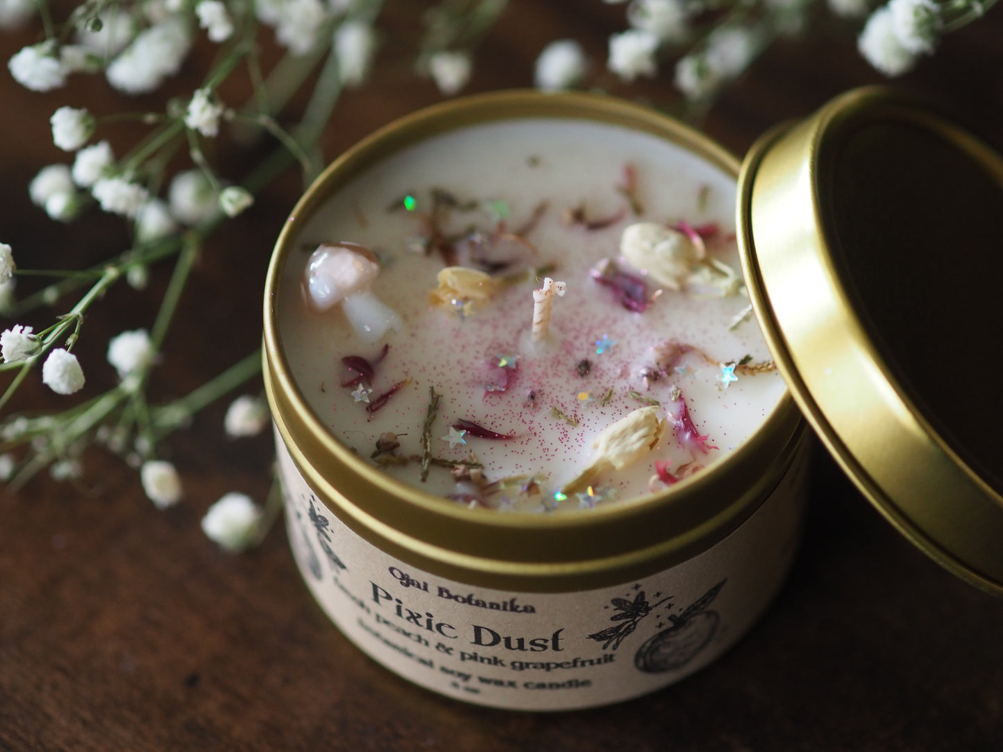 Pixie Dust - Peach & Pink Grapefruit - Botanical Soy Candle