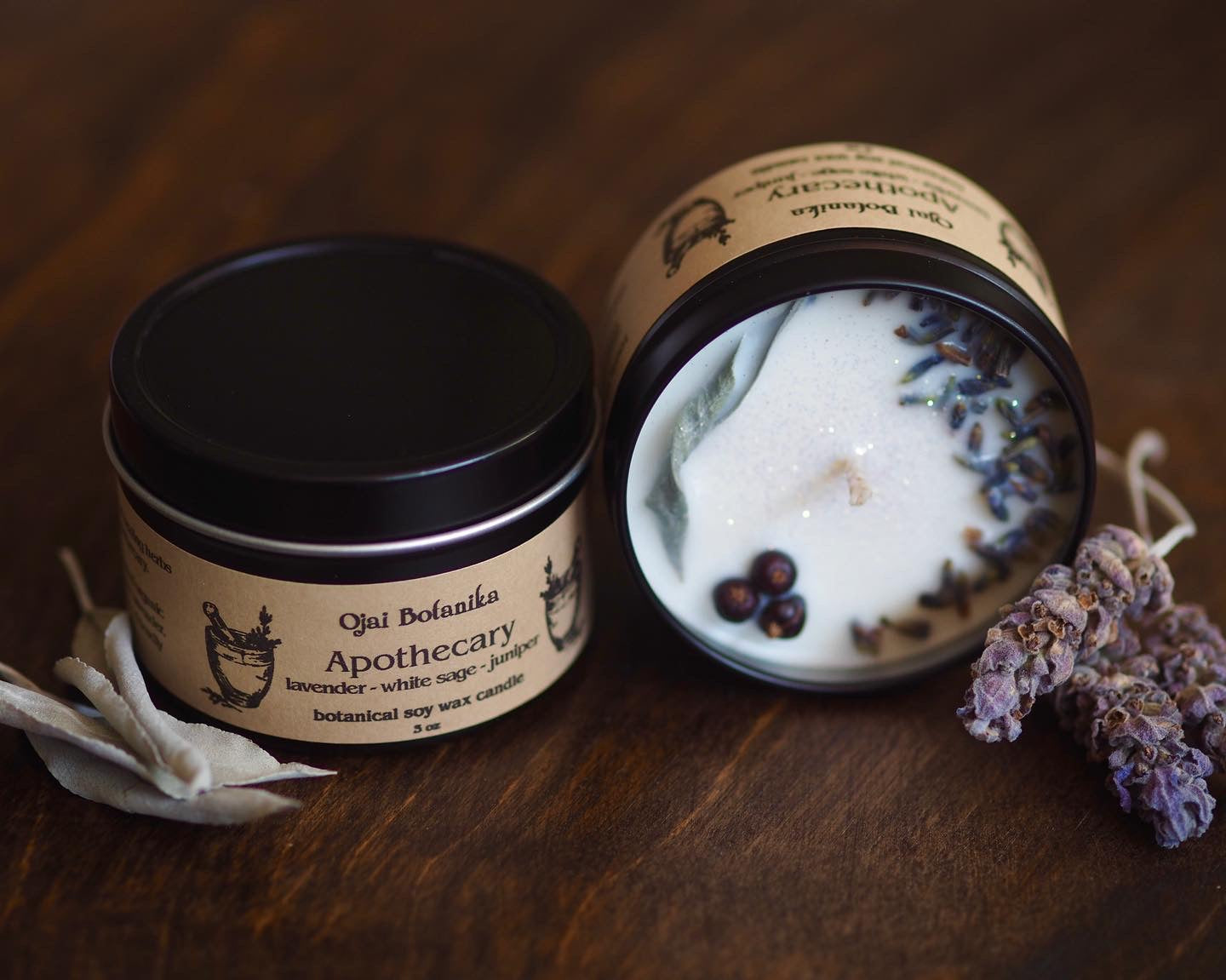 Apothecary - White Sage, Lavender & Juniper - Botanical Soy Candle